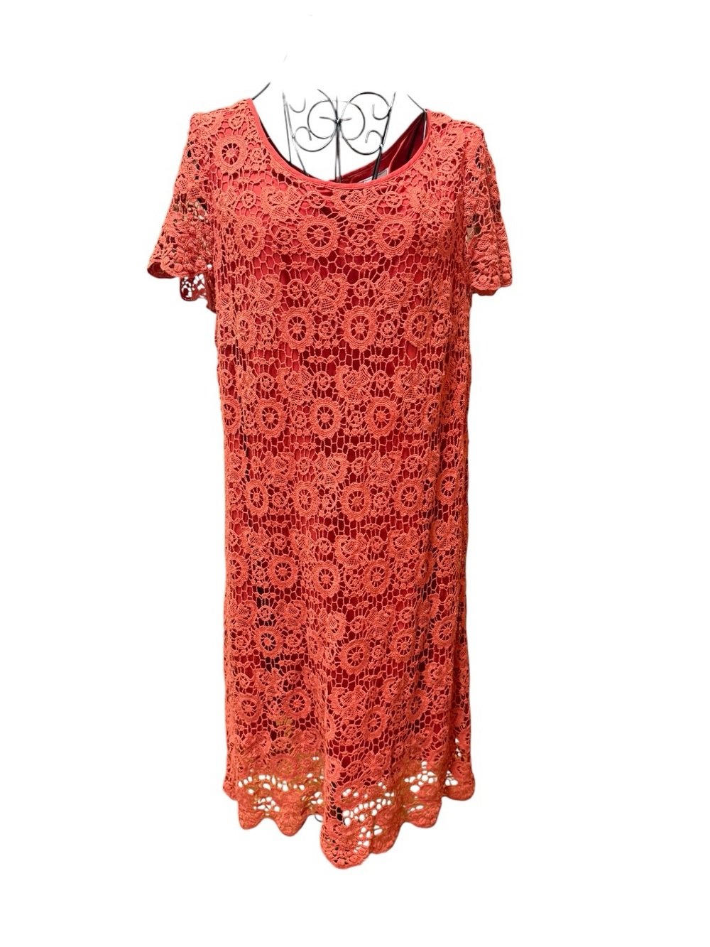 Anthro Moulinette Soeurs Coral Crochet Midi Dress
